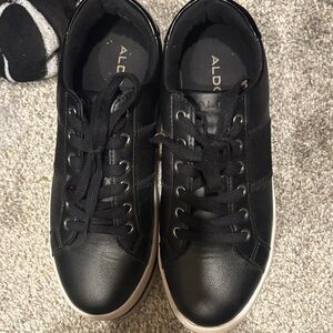 Aldo Black Leather Casual Sneakers